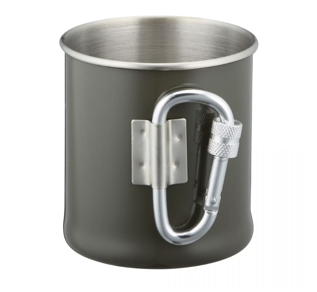 Mil-Tec Taza con mosquetón acero inoxidable 250 ml Oliva