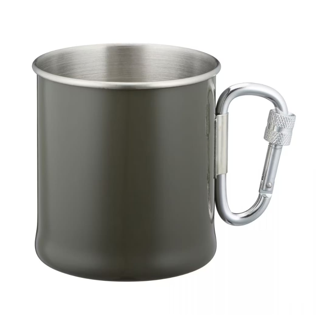 Mil-Tec Taza con mosquetón acero inoxidable 250 ml Oliva