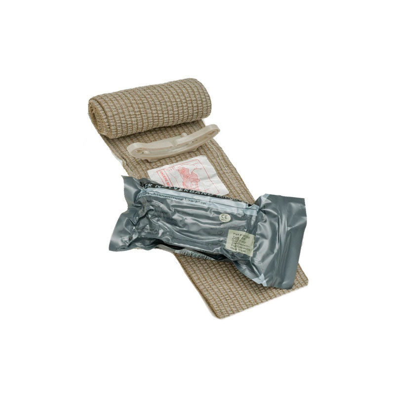 FCP010 Vendaje emergencia 20cmx5m en verde militar y compresa de 30x30cm (al vacío) (Abdominal)