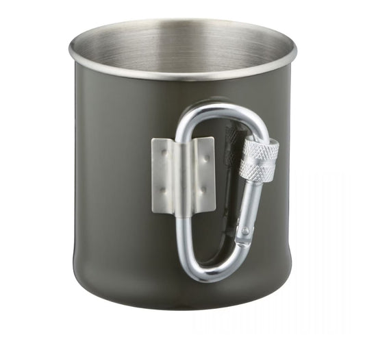Mil-Tec Taza con mosquetón acero inoxidable 250 ml Oliva