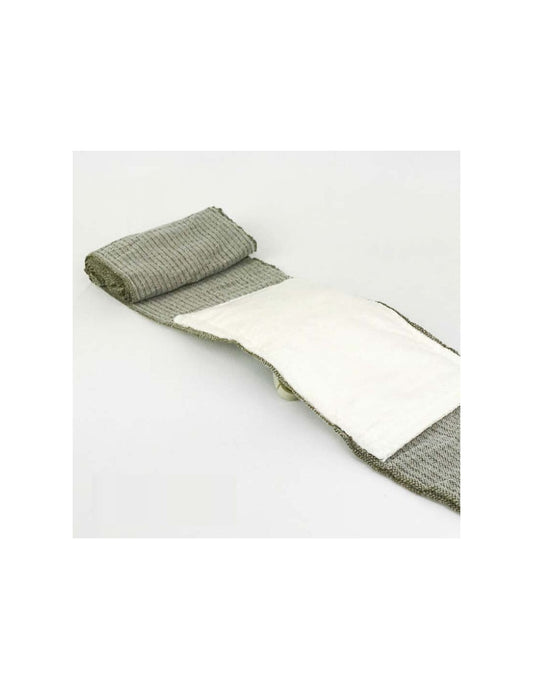 FCP010 Vendaje emergencia 20cmx5m en verde militar y compresa de 30x30cm (al vacío) (Abdominal)